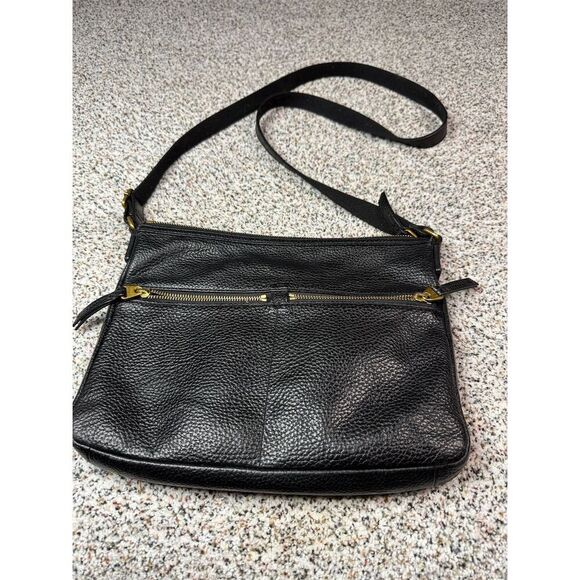 Fossil Elise Women's Black Pebbled Leather Crossbody Bag​ - Picture 1 of 9
